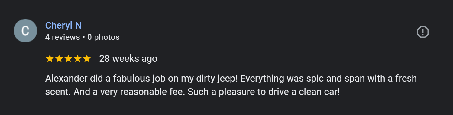 Google review from Cheryl N