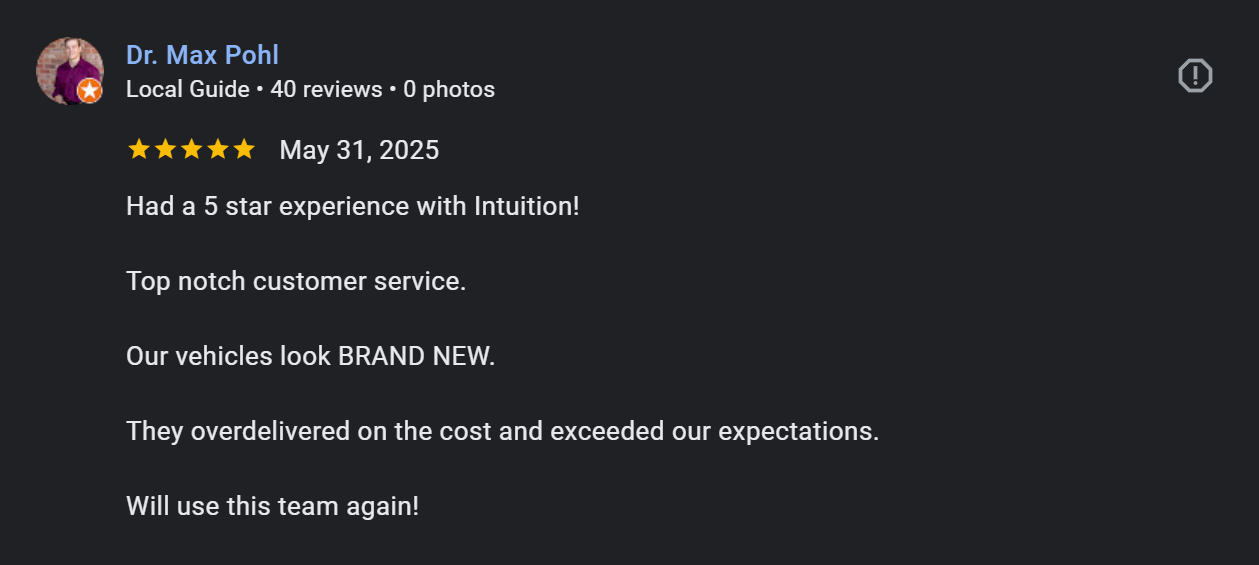 Google review from Dr. Max Pohl
